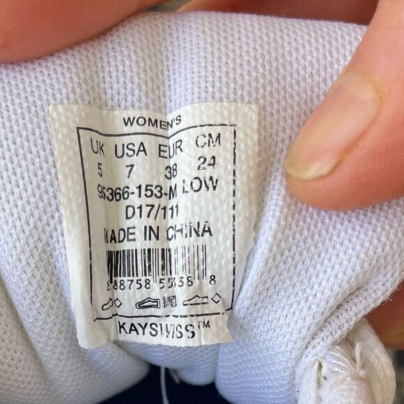 K-Swiss white/grey tennis shoes, preowned but great condition, light, comfy, 7 - Picture 4 of 14